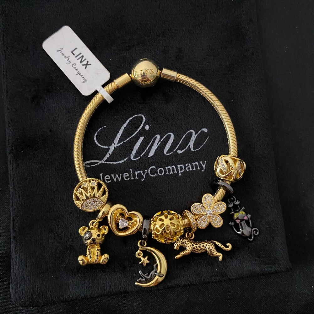 Linx Yellow Gold Bracelet with Black Themed Charms